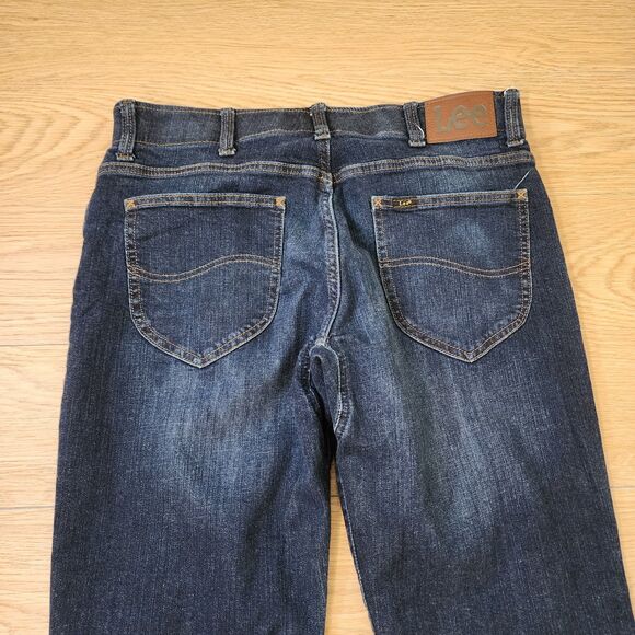 Lee Modern Jeans Mens 34x32 Blue Denim Straight Fit Tapered Leg Stretch Outdoors - Picture 10 of 11